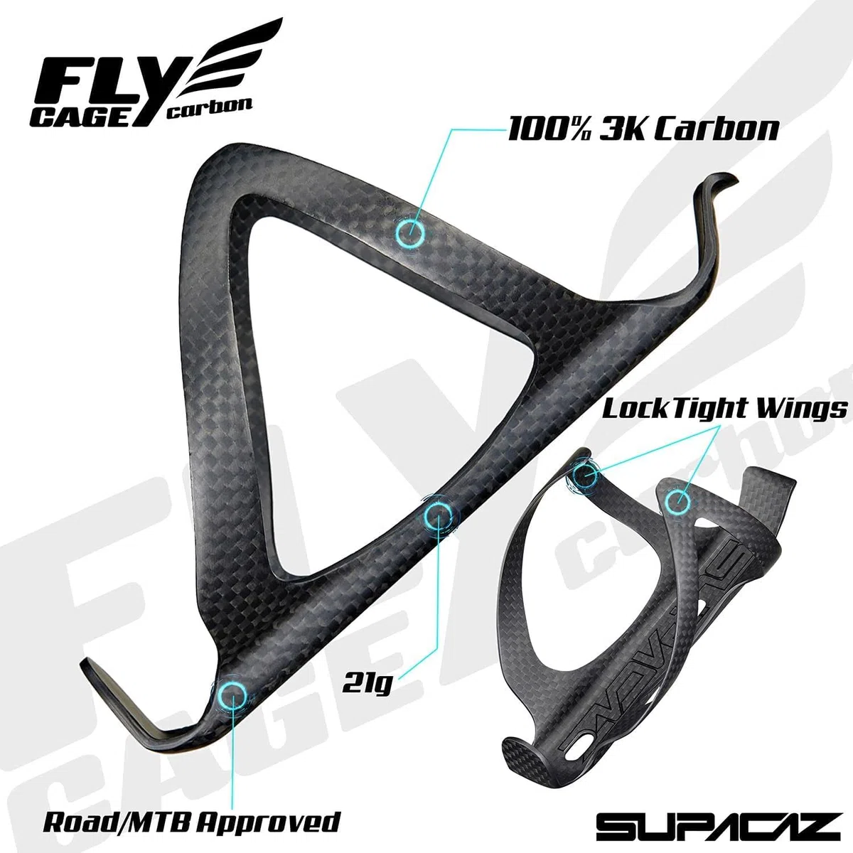 Supacaz Fly Cage I Carbon - Portaborraccia Unisex Adulto