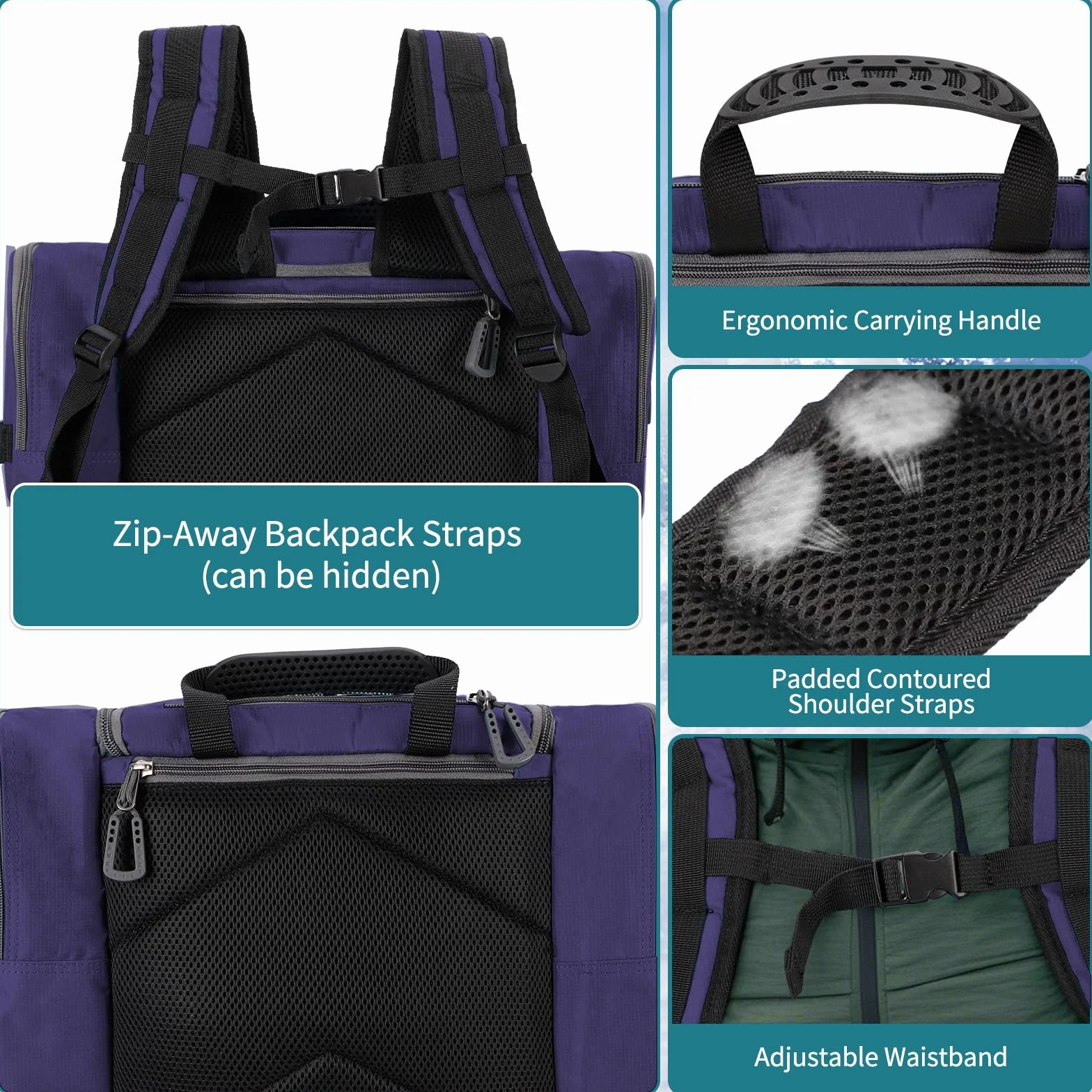ZOUNICH Borse per Scarponi Sci, 55L Multifunzione Porta Scarponi Large Borsa Porta Scarponi sci con Scomparto per Casco Occhiali, Borsa da Sci,