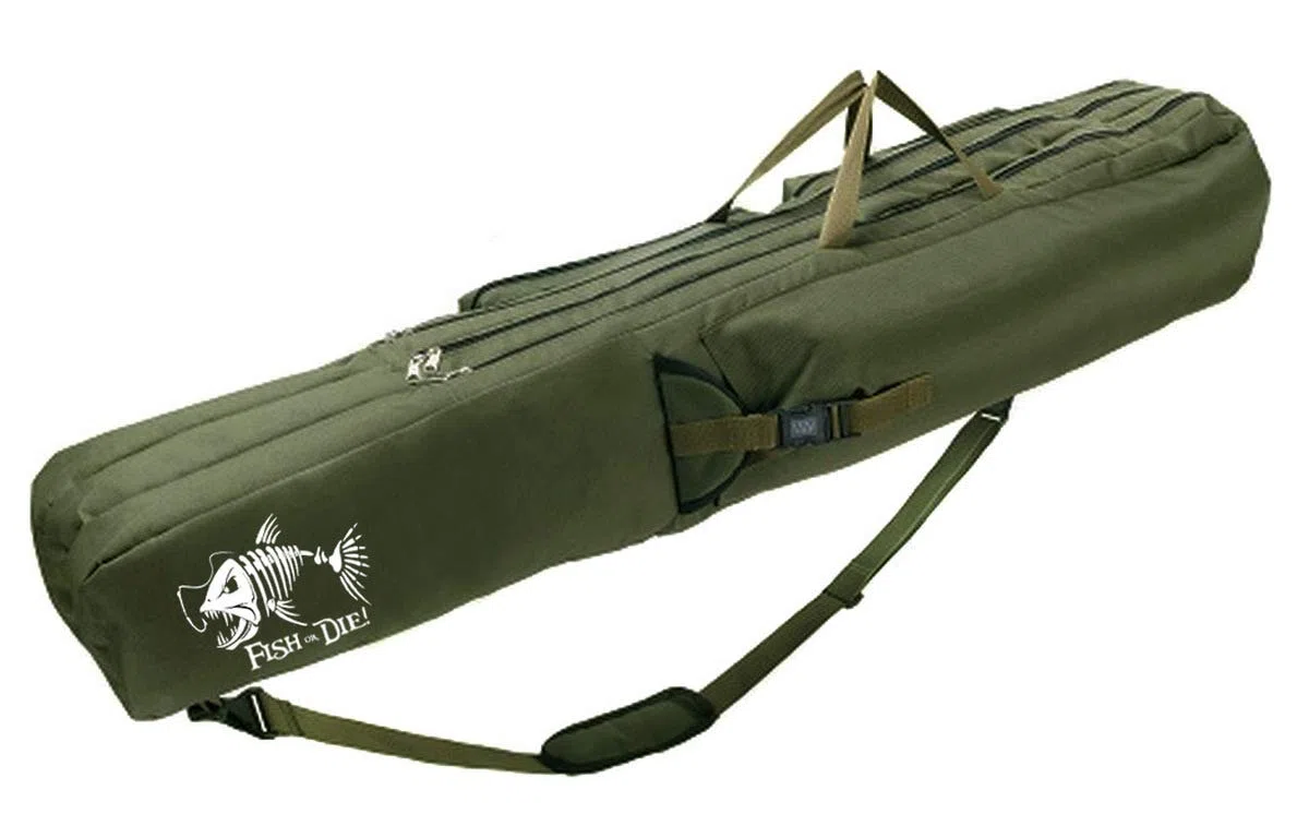 Ferocity Borse da canna da pesca 140/150/160 cm Borsa da trasporto per 3 scomparti Custodia da pesca realizzata in UE con motivo di pesce [023]