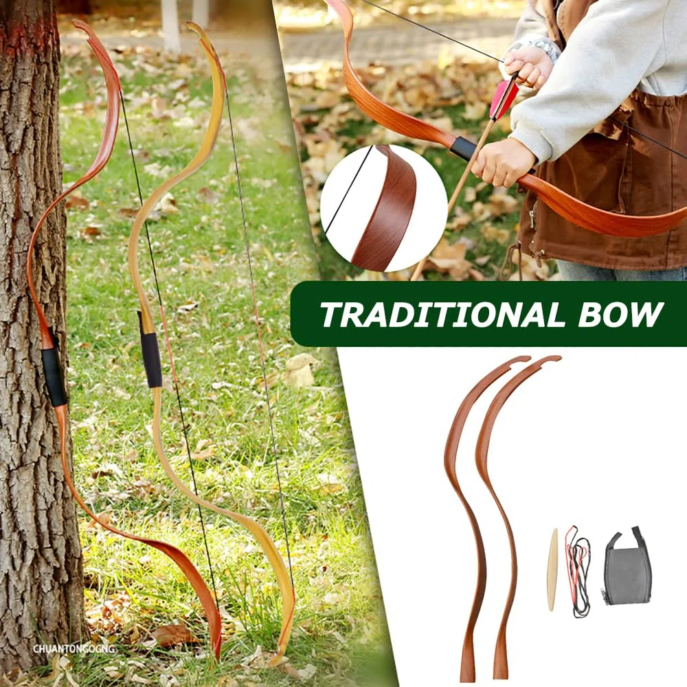 Takedown Arco Ricurvo 20lbs Tradizionale Arco di Legno Archi Ricurvi Arc de Chasse Tradizionale Longbow in Legno per la Pratica del Tiro con L'Arco