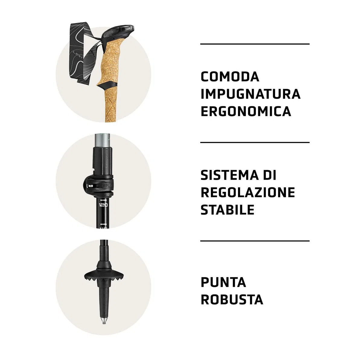 LEKI Makalu Lite - Bastoni da trekking unisex, leggeri e regolabili, in alluminio (90-135 cm), con piastra da trekking