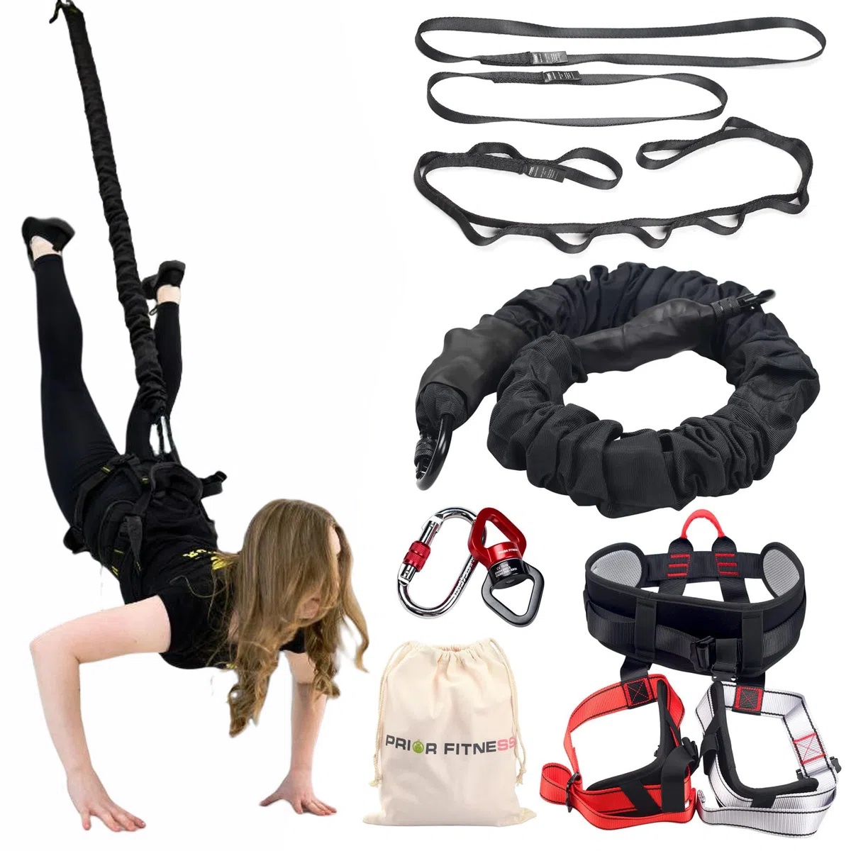PRIOR FITNESS Bungee Fitness Set Yoga Corda Bungee Corda Resistenza Air Dance Corda Esercizio Fitness Casa Palestra Attrezzatura di Formazione Professionale