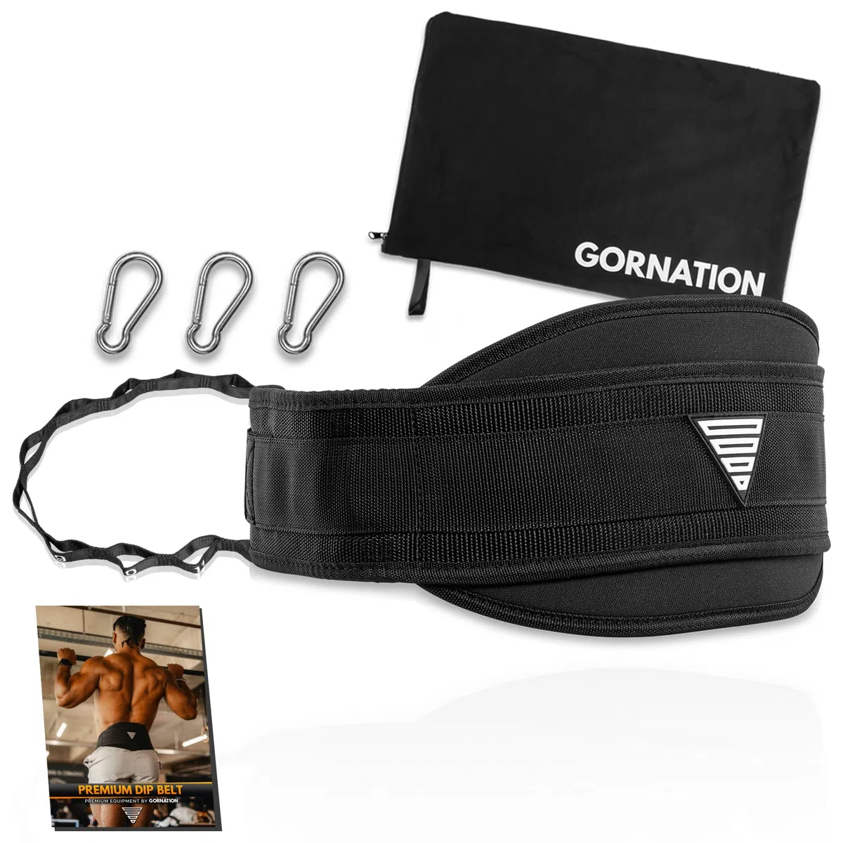 GORNATION Cintura Zavorra per Solevamento di Pesi, Cintura per Palestra, Cintura Bodybuilding capacità di Carico Fino a 1000 kg, Fissaggio con Catena o Corda, per Calisthenics, Fitness e Powerlifting