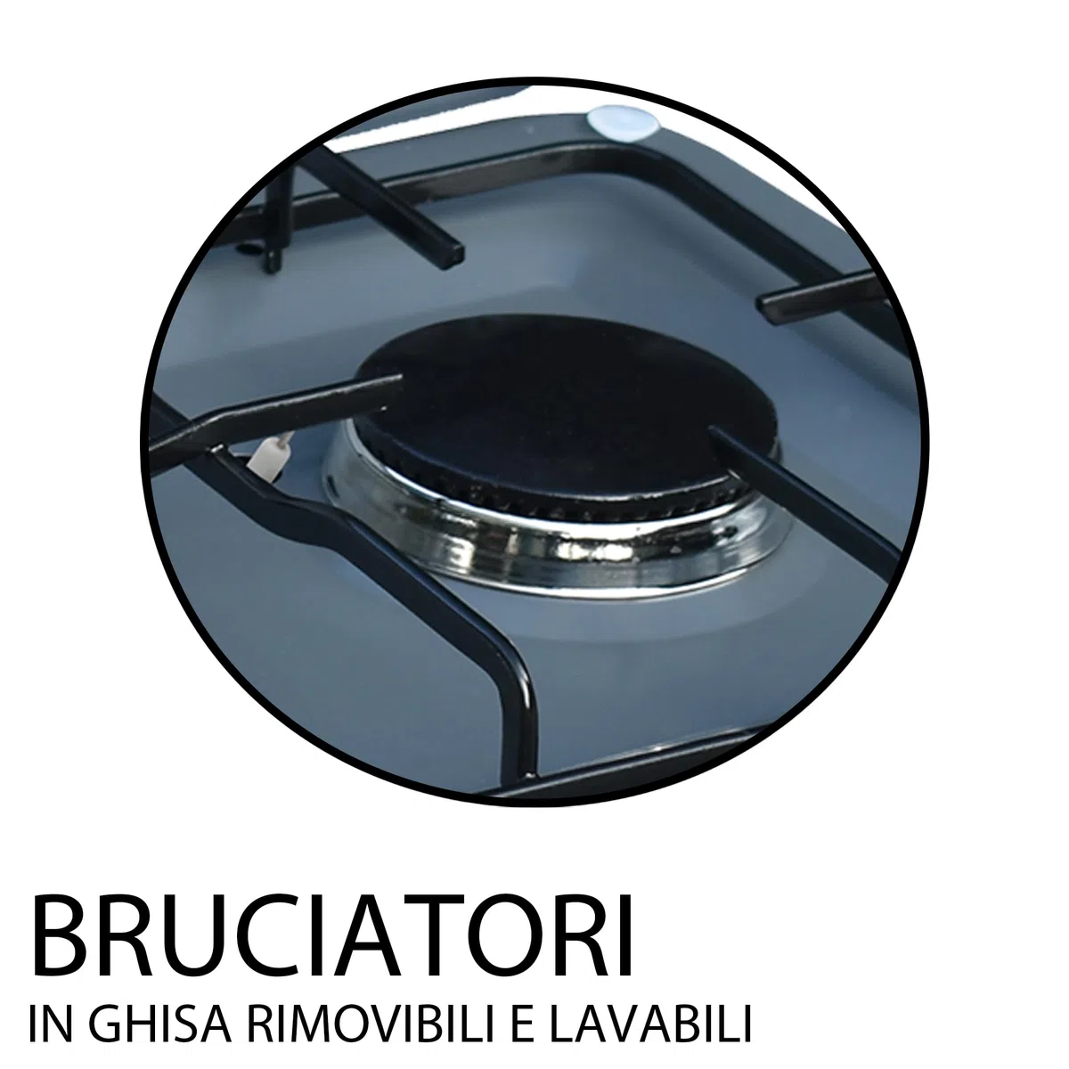 Fornello a Gas Da Campeggio 3 Fuochi con Accensione Piezo e Bruciatori in Ghisa Rimovibili GAS GPL/METANO