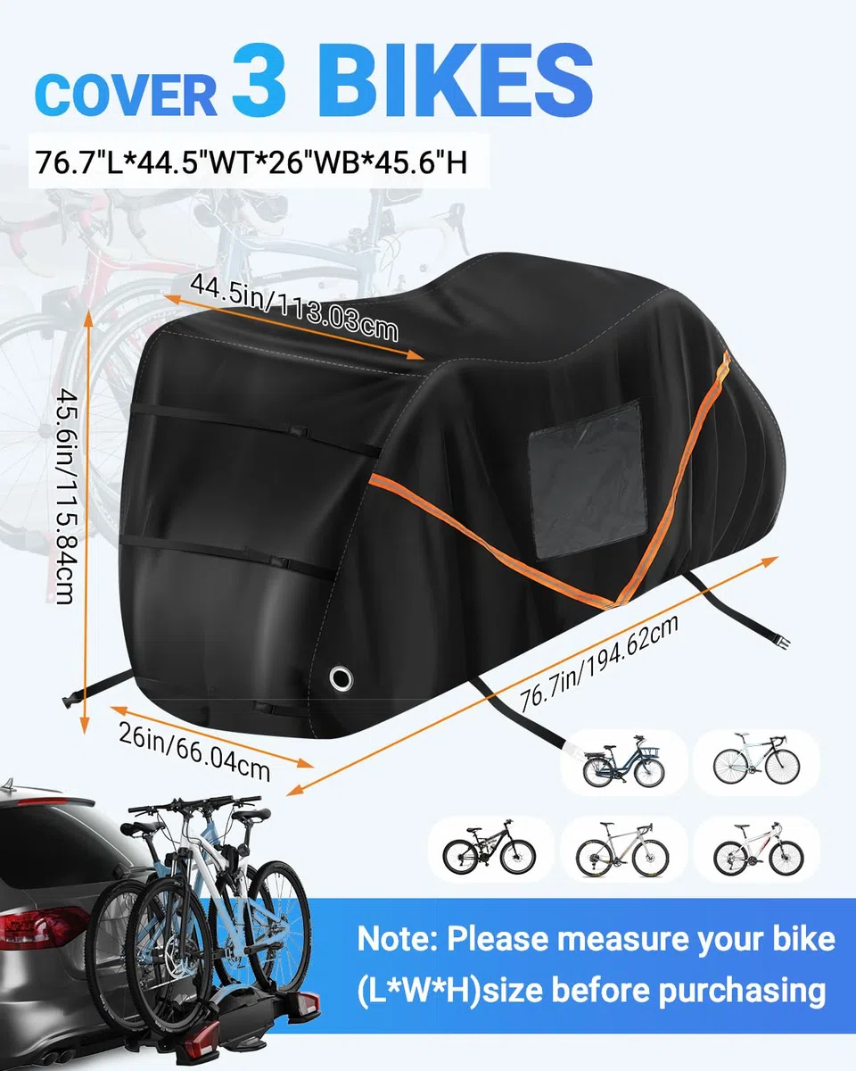 SUPAREE Copri Bicicletta 3 Bici Telo Copri Bicicletta Esterno Telo Copri Bici Impermeabile 420D Oxford Heavy Duty per Camper da Trasporto Viaggio