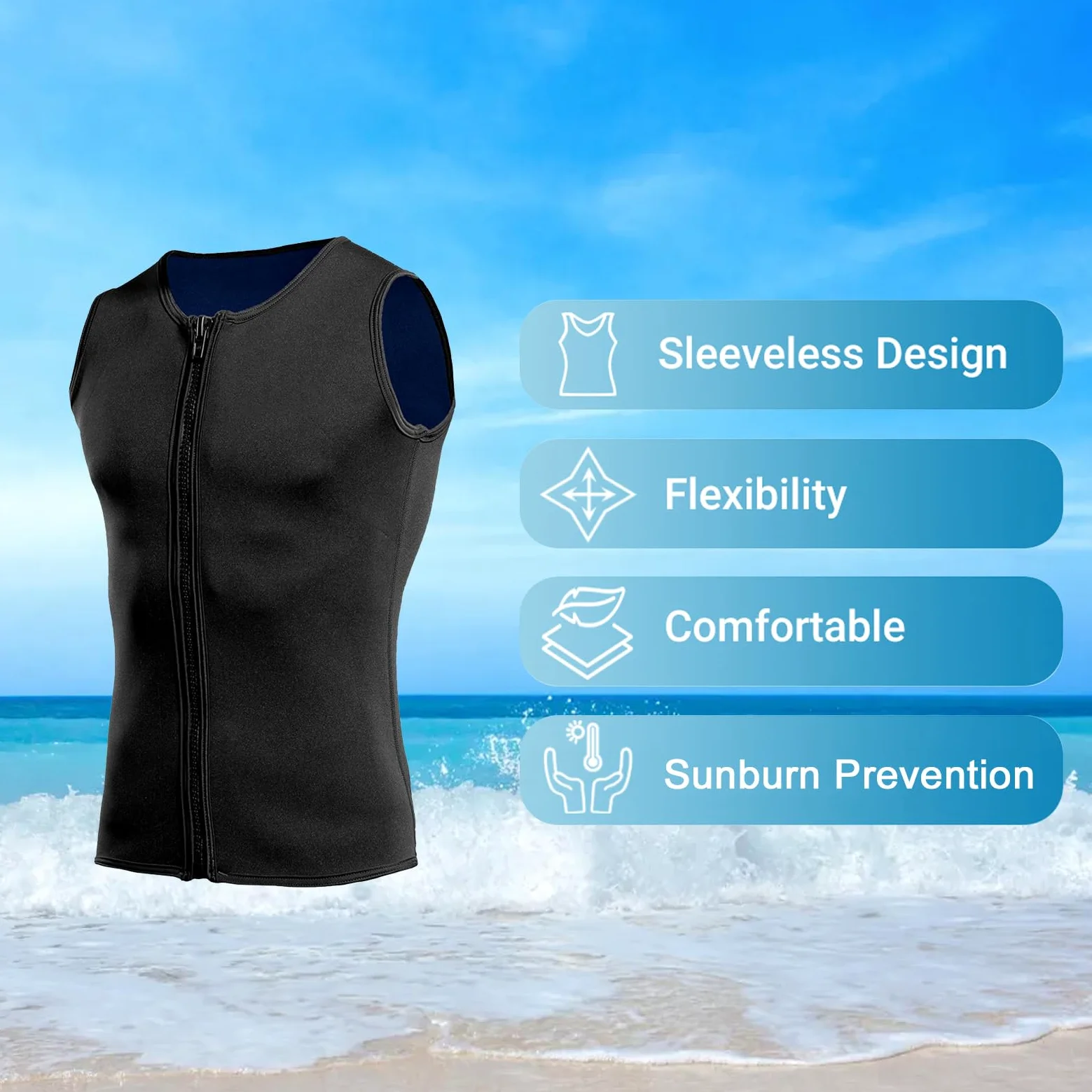 Eacam Gilet da Sub Senza Maniche in Neoprene da 2 Mm per Nuoto, Surf, Snorkeling, Attrezzatura Subacquea Senza Maniche con Galleggiamento per Uomo e Donna