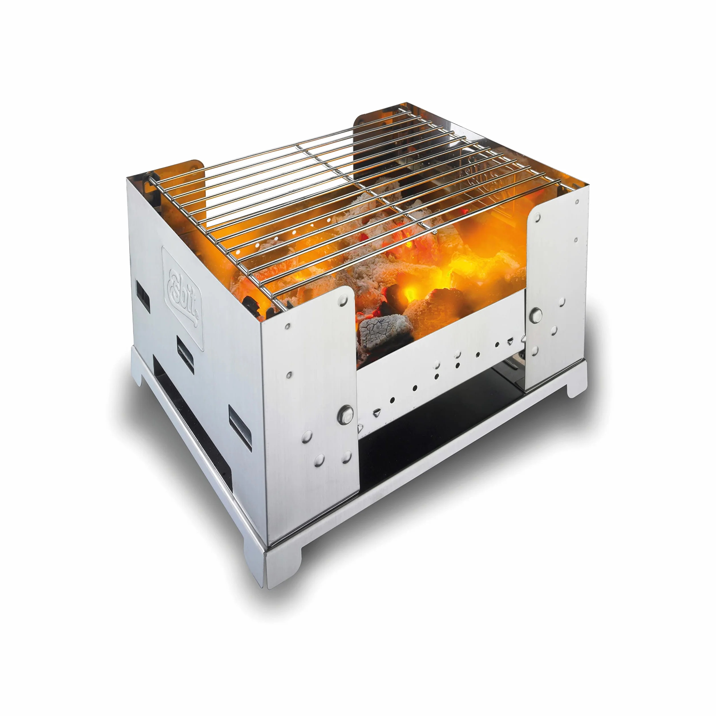 Esbit Griglia a Carbonella BBQ300S | Acciaio Inox | 3 Niveles | Cucina da Trekking | Accamparsi | Grigliate all'aperto