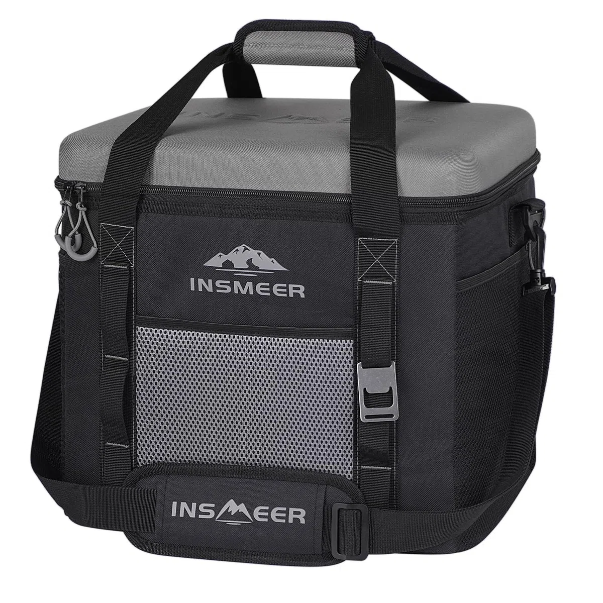 INSMEER Grandeborsa frigo da 40 l, 60 lattine, pieghevole, con coperchio rigido in EVA per bevande, borsa termica per 4 persone, campeggio, spiaggia, viaggi