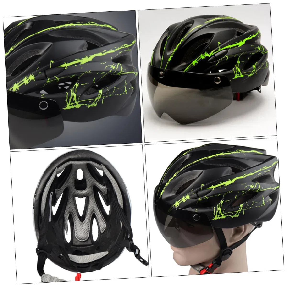 Casco da Bici con Occhiali Magnetici Staccabili, Leggero e Traspirante in Schiuma Protettiva e Pc, Design Sicuro e Adatto per Ciclismo Urbano e Outdoor