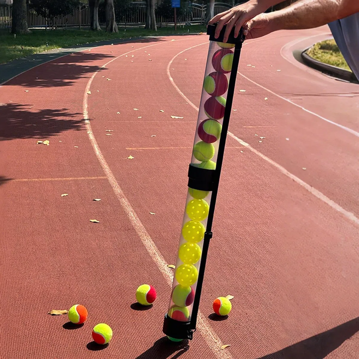 Raccoglitore Palline da Tennis Porta Tubo per Tennis | Tubo Pickleball Rimovibile con Imbracatura Spalla per Operatori da Golf e Istruttori