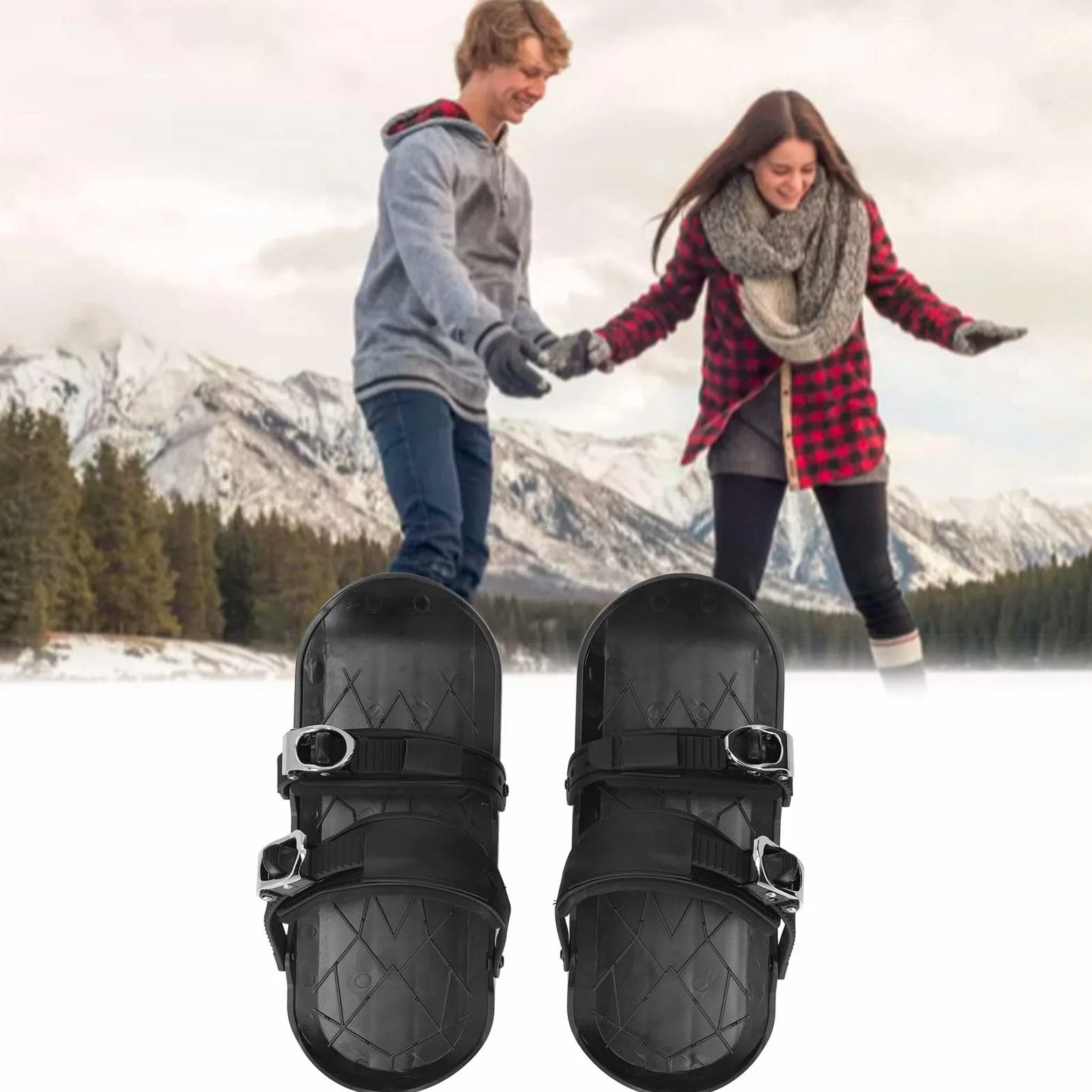 Pattini da sci per neve Scarpe da sci da pattinaggio corte e sottili Pattini da neve corti Snowblades Skiboard Pattini da ghiaccio portatili per neve Sport invernali all'aria