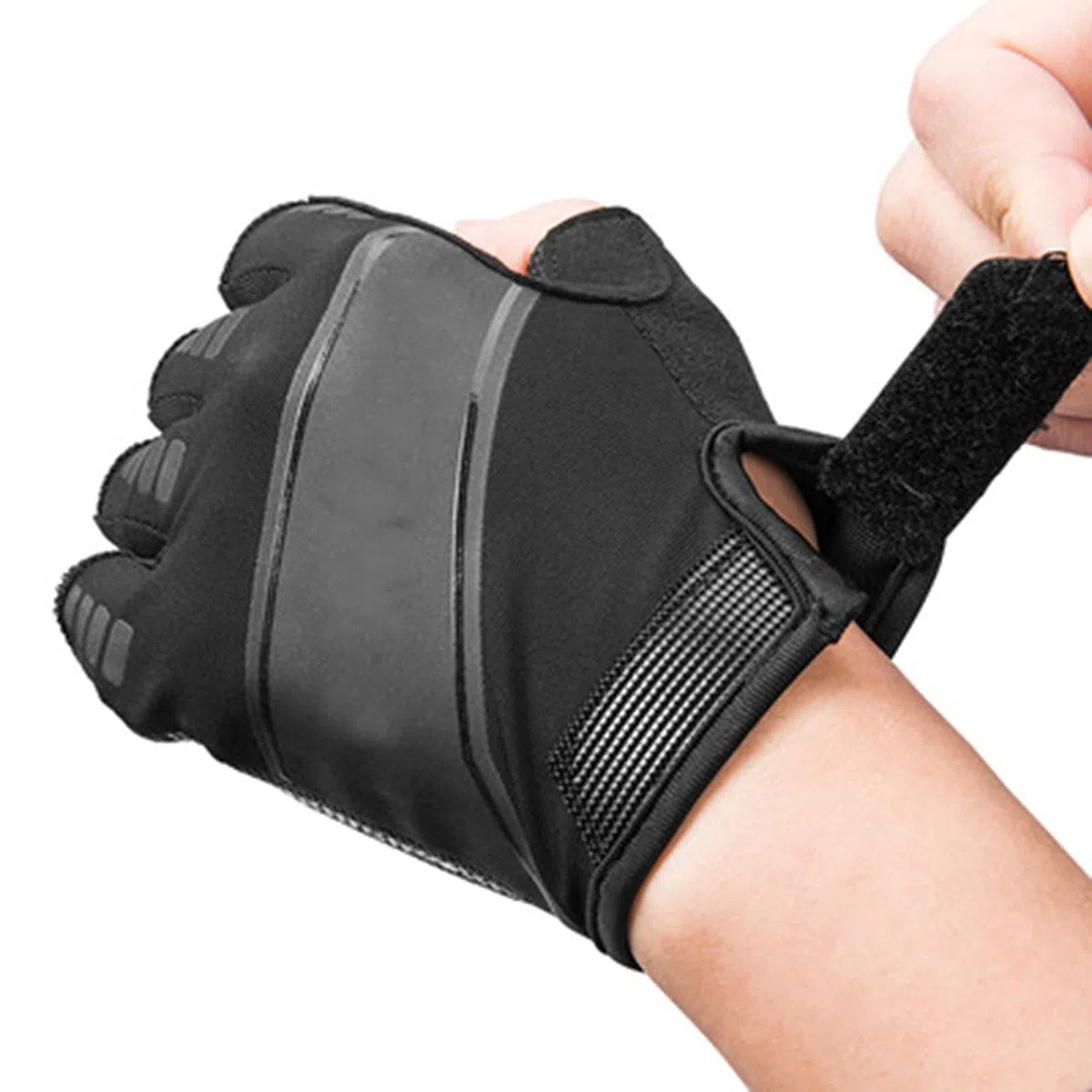 Guanti sportivi, guanti a mezze dita, guanti for sollevamento pesi for allenamento in palestra con protezione antiscivolo sul palmo for uomo e donna, protezione a mezze dita traspirante(M)