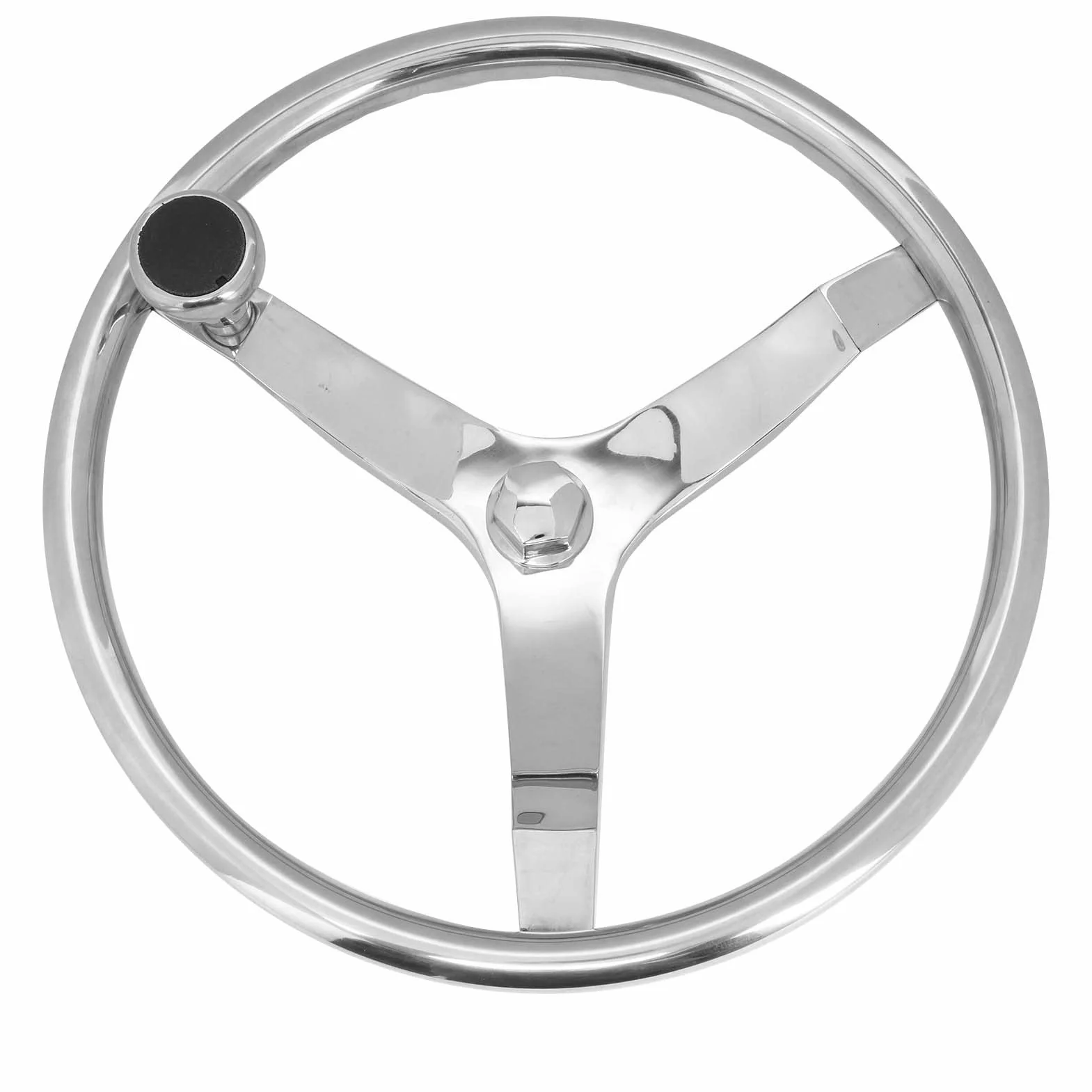 Qqmora Volante per Yacht a 3 Razze in Acciaio Inossidabile 316 Squisito con Manopola Girevole - Design Durevole e Bello, Diametro 13,5", per gli Appassionati di