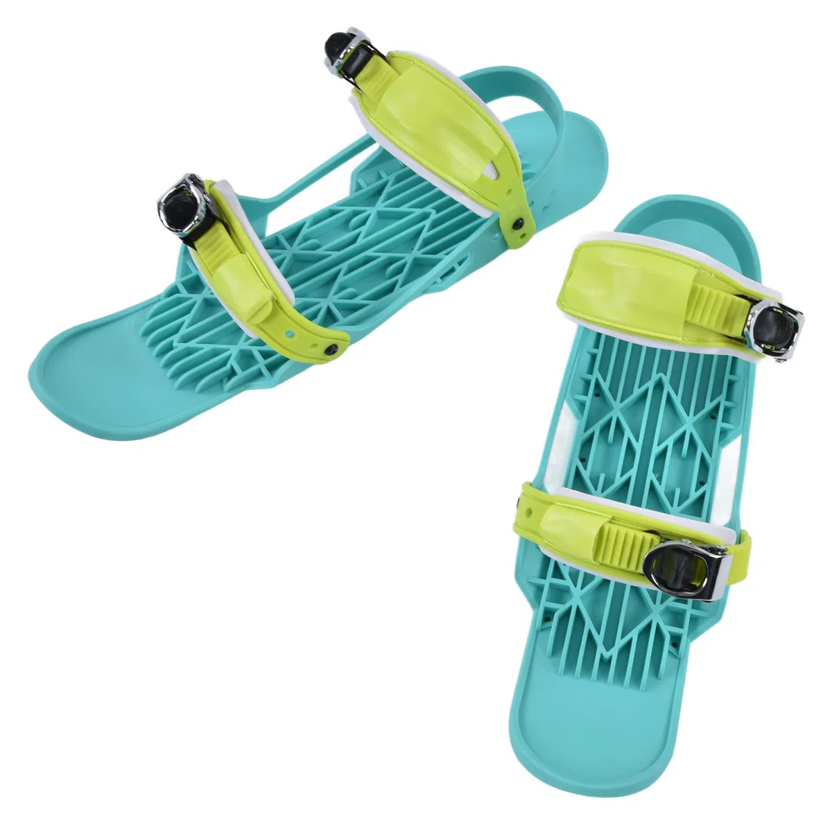 Mini Pattini da Sci Scarpe da Snowboard Regolabili Portatili Nylon Verde per Sport da Sci all'Aperto Pattini da Neve Invernali Pattini da Sci Corti per Piste da Discesa Parchi