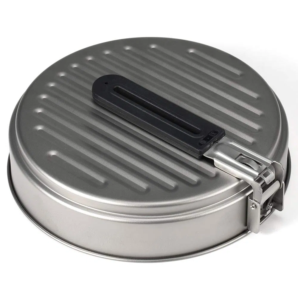 Lixada 1100ml Titanium Fry Pan Ultralight Grill Padella Antiaderente da Campeggio Pentole da Campeggio Backpacking Padella in Titanio con Maniglia Pieghevole, Outdoor Cooking Grill Padella