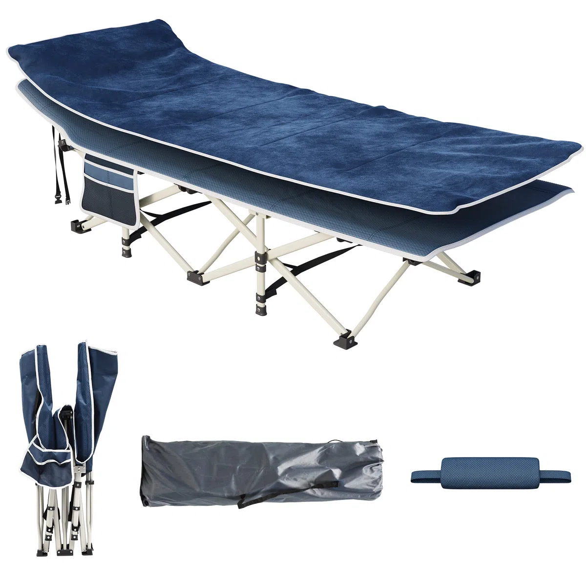 YITAHOME Letti da Campeggio Pieghevoli per Adulti, Robusta Lettino da Campeggio con Materasso, Lettino per Dormire con Tubi più Spessi per Ufficio da Viaggio all'Aperto, Blu