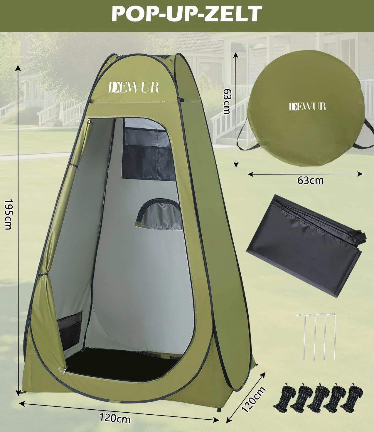 Dewur Tenda da bagno Campeggio con protezione UV 50+, tenda da doccia pop-up, spogliatoio, privacy, tenda da bagno, spogliatoio, tenda mobile per esterni