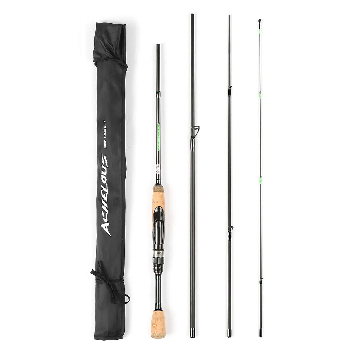 Canna da Pesca da Viaggio Portatile Canna da Pesca Leggera in Fibra di Carbonio 4 Pezzi,Canna da Pesca da Viaggio