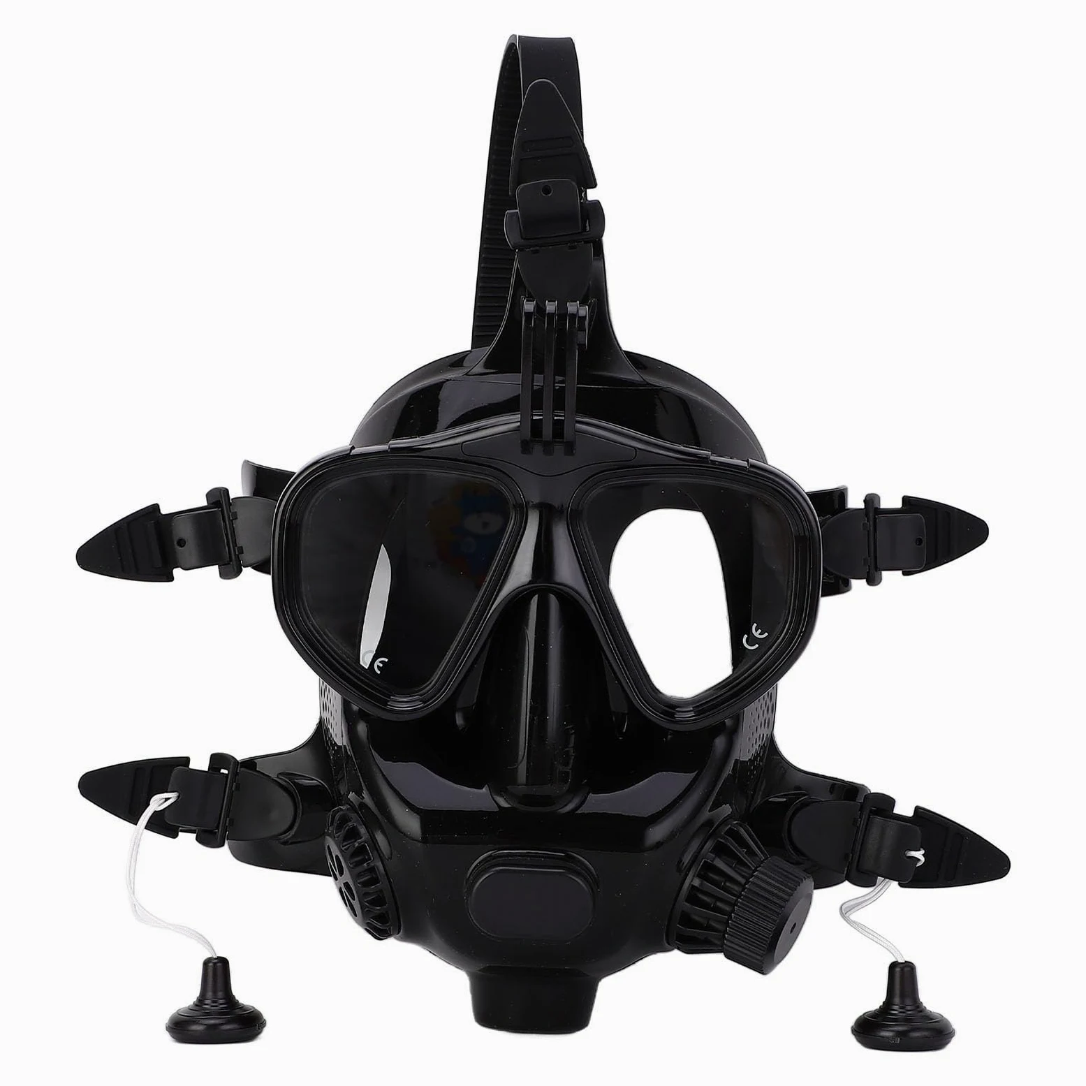 Occhiali da Sub a Pieno Facciale, Antiappannamento, a Tenuta Stagna, Vista Panoramica a 180°, per Snorkeling e Immersioni Subacquee, Taglia Unica, in Silicone e Vetro, Include Supporto per