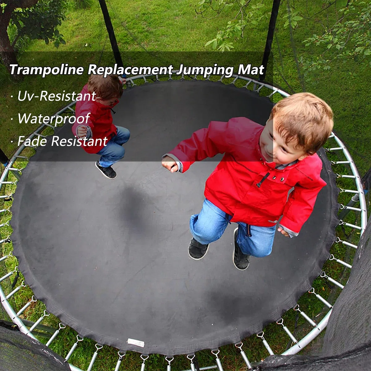 Tappeto Elastico Telo Ricambio Trampolino, Telo di Ricambio Trampolino, ø 305cm, 54/56/60/64 Occhielli, Tappeto da Salto per Trampolino da Giardino, Nero,10ft/56 Buckles