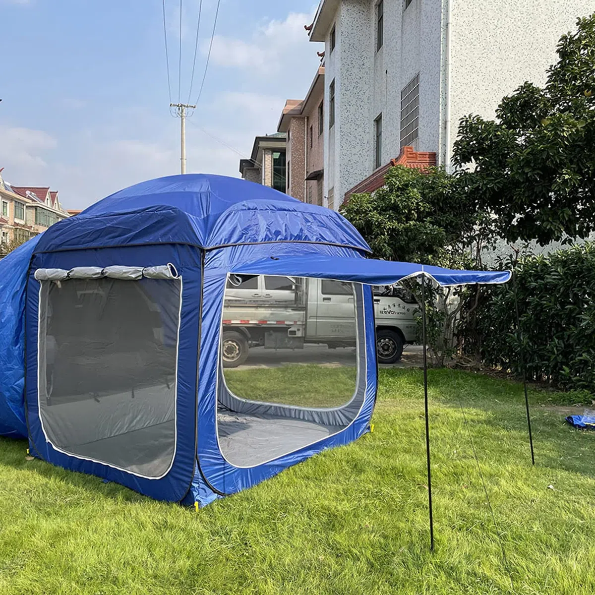 Tenda da campeggio per auto da campeggio, tenda posteriore pop-up per camper, tenda universale per camion collegata al veicolo, tenda da campeggio multiuso
