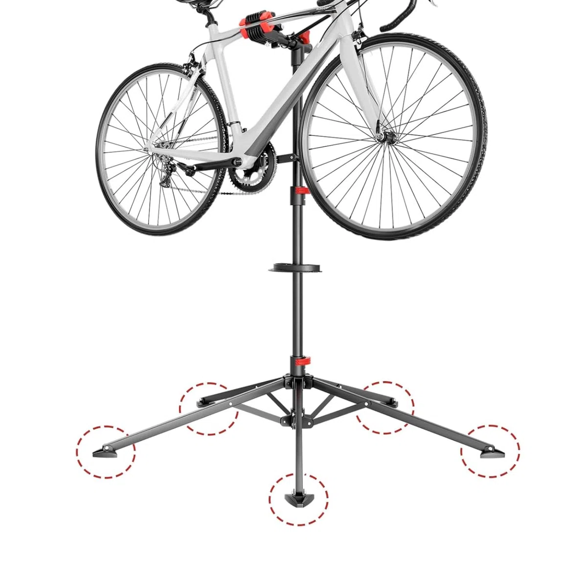 KARAT - Piedino di montaggio per bicicletta fino a 30 kg - Supporto di riparazione professionale girevole, pieghevole, altezza regolabile - 128x128x113,5 cm