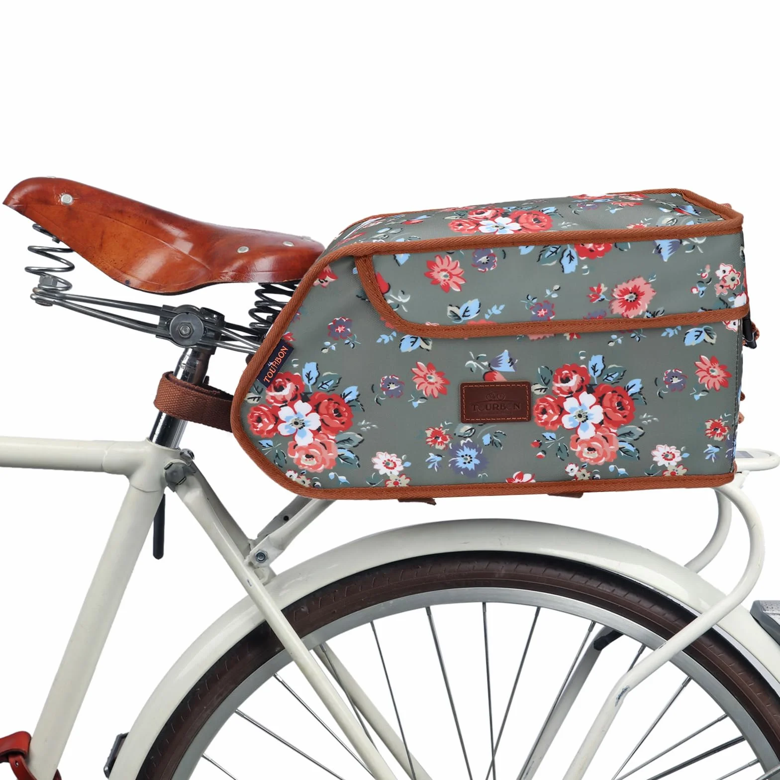 Impermeabile Tela Bicicletta Pannier Bike Portapacchi Posteriore Isolato Tronco Cooler Bag Takeaway Food Delivery Caso Fiore Verde