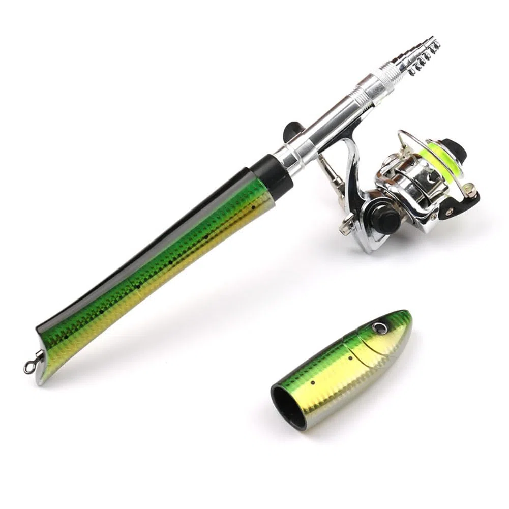 Set di canne da pesca, 1,4 m/55 penne, canne da pesca e mulinello, mini canne telescopiche con mulinello per acqua dolce