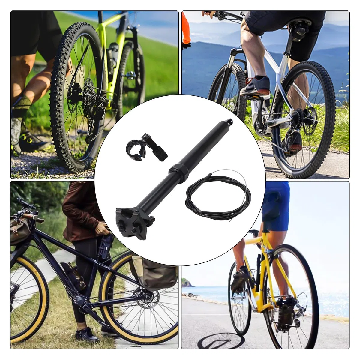 Dropper, reggisella da 30,9 mm per cavo interno, in lega di alluminio, telescopico, con telecomando, per mountain bike, bici da strada, colore nero