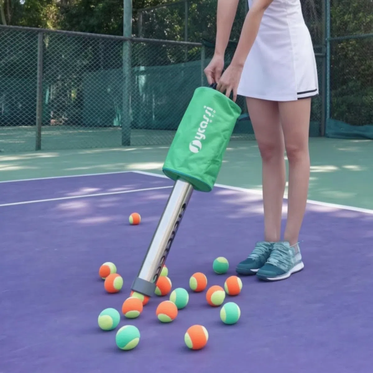 Milageto Tubo Raccogli Palline con Sacca Leggero Raccogli Palle da Tennis Robusto Attrezzatura per Tennisti