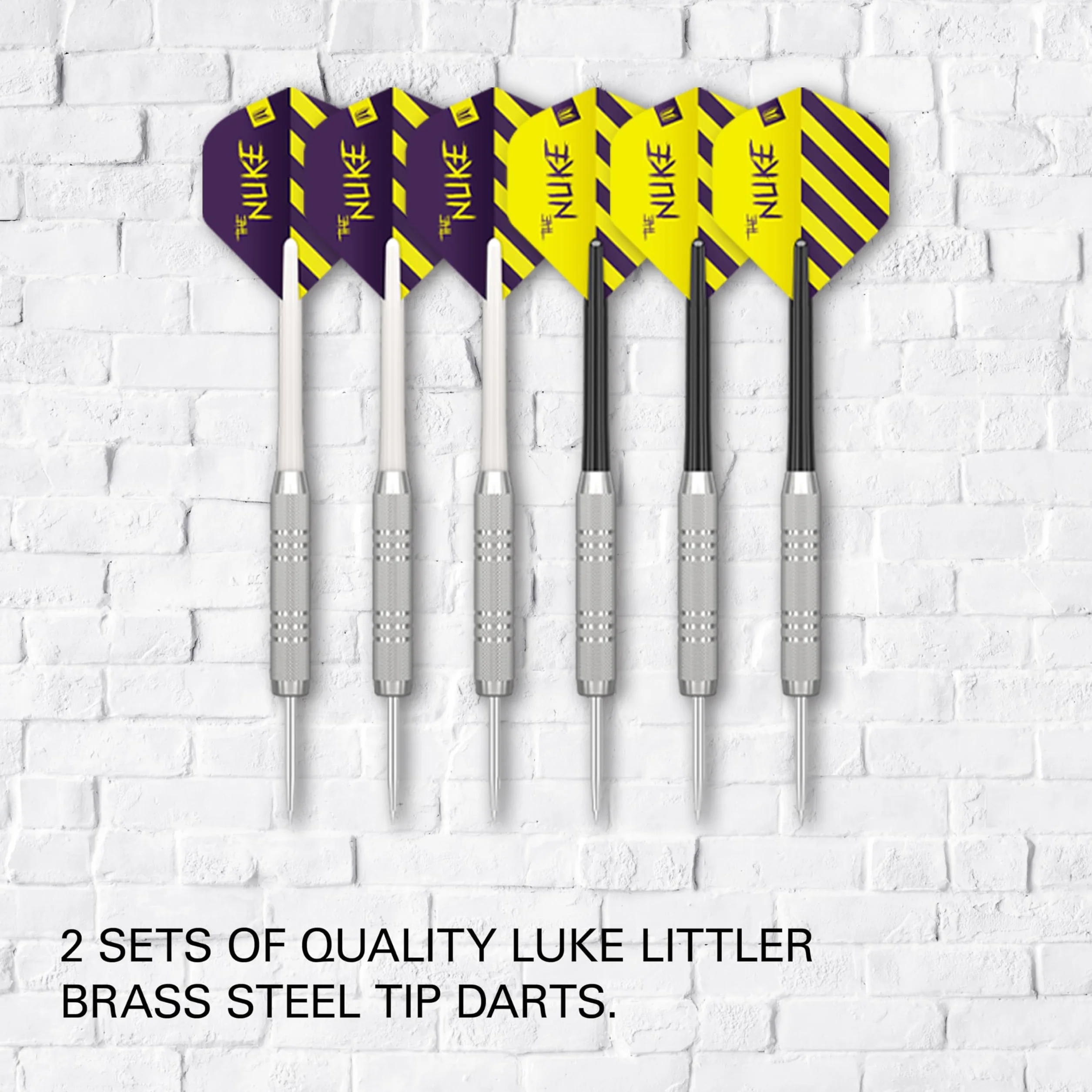 Target Darts Player Dartboard Set | Luke Littler/Dimitri Van den Bergh/Gabriel Clemens | Player Edition Dart Board con 2 Set di Freccette con punta in Acciaio, Linea di Lancio Standard da Competizione