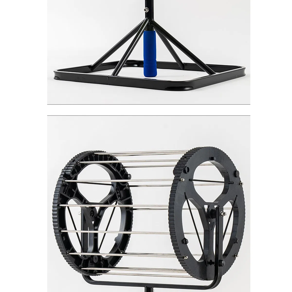 Raccoglitore per palline da tennis 2 in 1, portatile, con capacità di 80 palline, design ergonomico, struttura in acciaio inox per scuole, allenatori, club