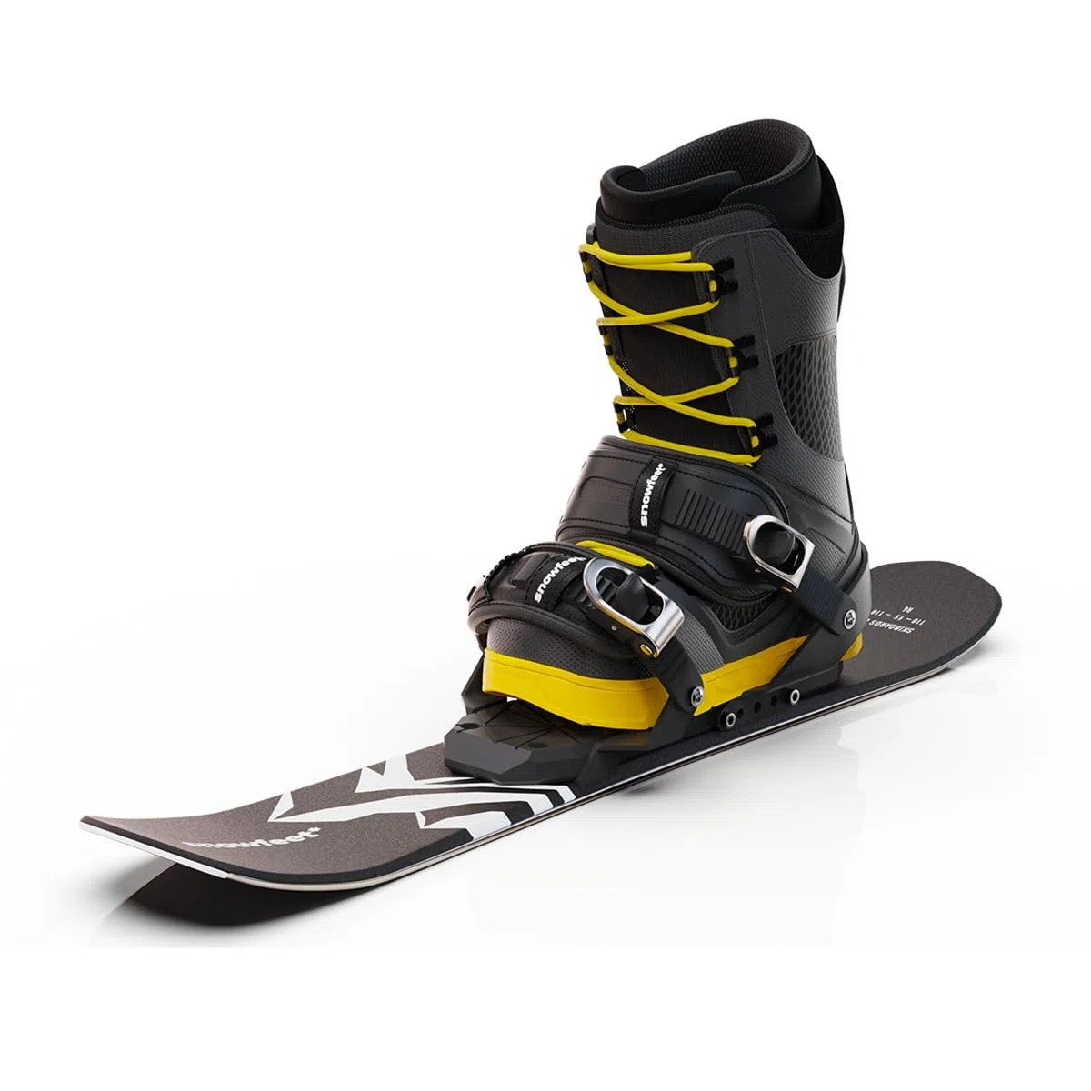 Mini sci corto per neve | Snowblade Skiboards | Snowfeet | 65 cm (NERO | ATTACCHI DA SNOWBOARD)