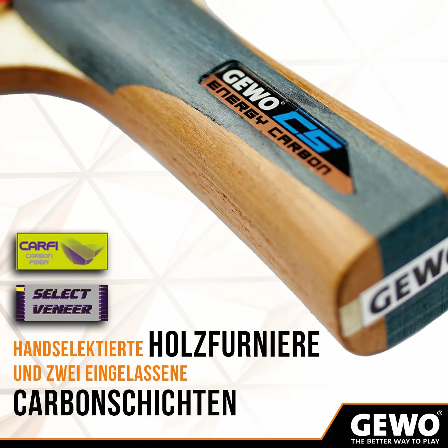 GEWO CS Energy Carbon - Racchetta da ping pong concava, sviluppata da Christian Süß