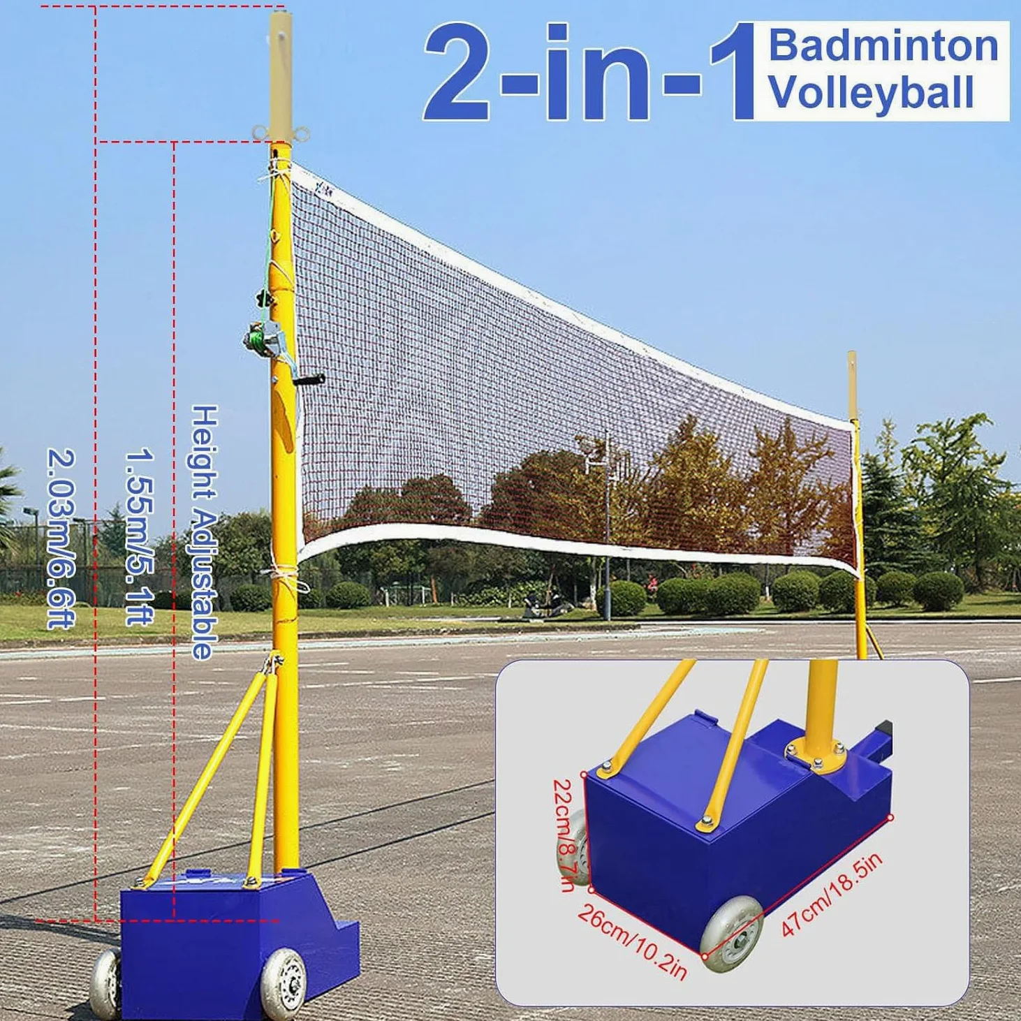 Rete portatile regolabile per pallavolo e badminton, ideale per cortile e sport sul terreno