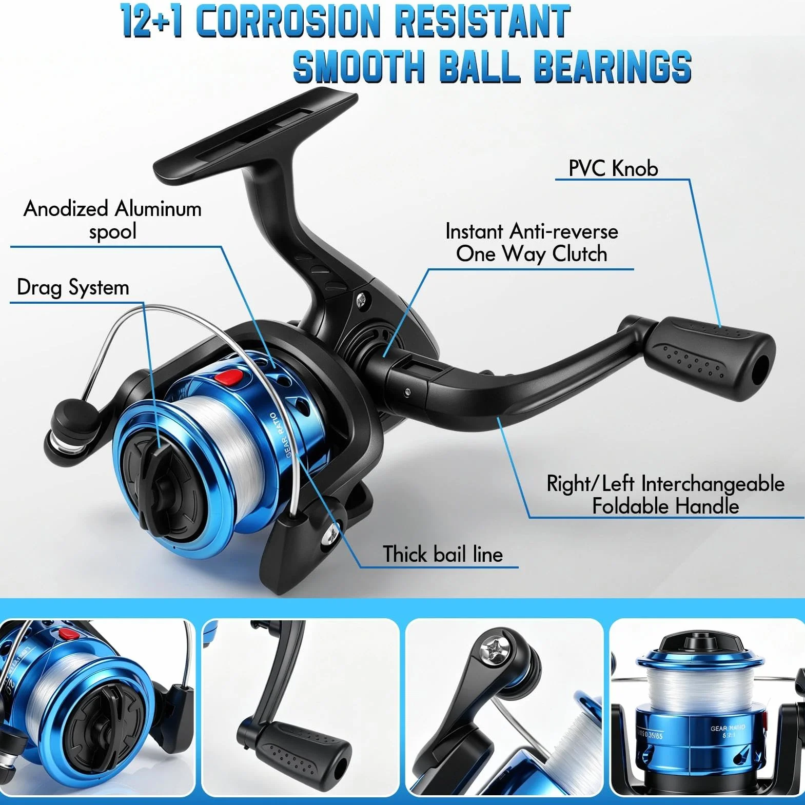 2 Pezzi Canna da Pesca Spinning, 1.8m Fibra di Carbonio Canne Pesca Telescopica Set Combinato Canna da Spinning e Mulinello da Pesca Esche da Pesca Kit Borsa da Trasporto Per Mare e Acqua Dolce