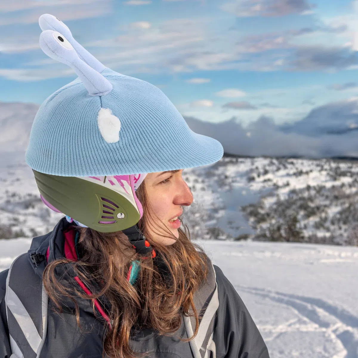 VICASKY 2 Pezzi Copricasco da Sci e Moto in Maglia con Tentacoli Cartone Animato, Set Elasticizzato, Protezione Invernale Antivento, Compatibile la Maggior Parte dei Caschi Sportivi