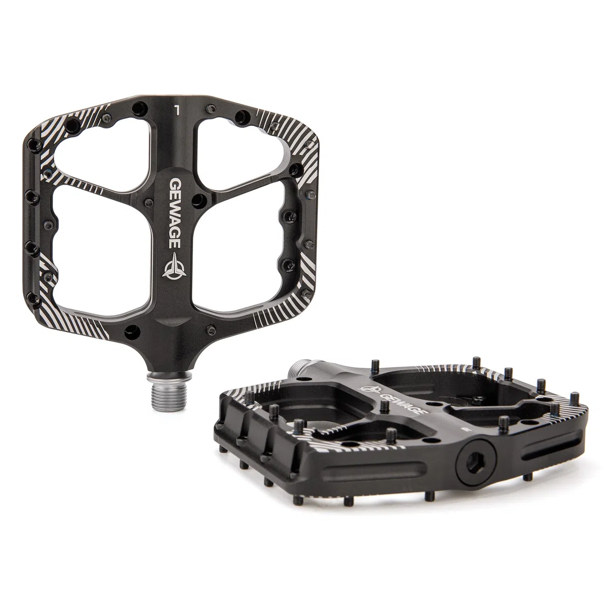 GEWAGE Pedali MTB – Pedali Bici in Alluminio CNC con Cuscinetti a Sfere + Cuscinetto a Rullini, Asse Cr-Mo, 24 Pin Antiscivolo