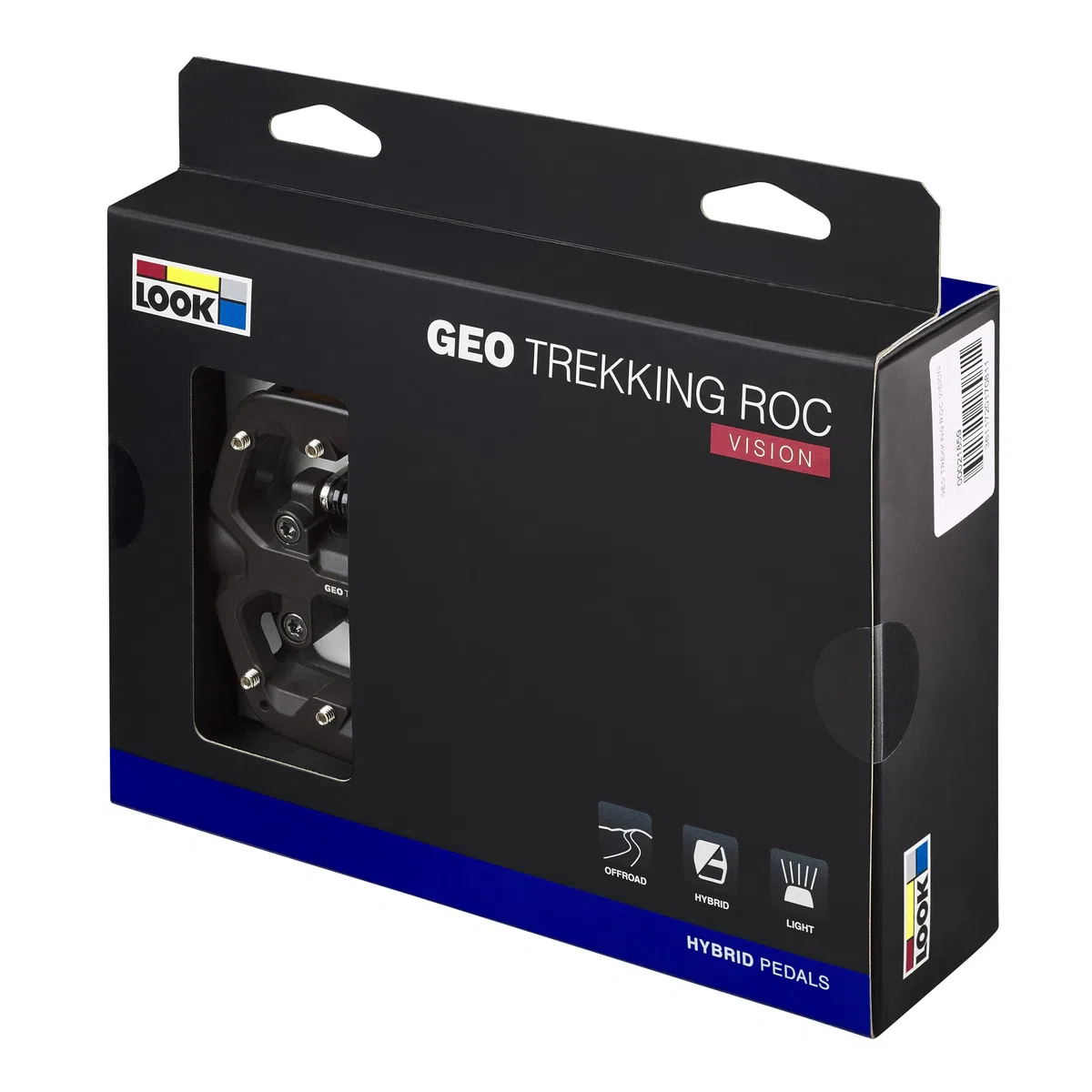 LOOK Cycle - Pedali da Bici GEO Trekking Roc Vision - Pedali Ibridi Ultra Robusti in Alluminio - 1 Lato Automatico, 1 Lato Piatto - Illuminazione Agganciabile - Ideali per Uso Fuoristrada