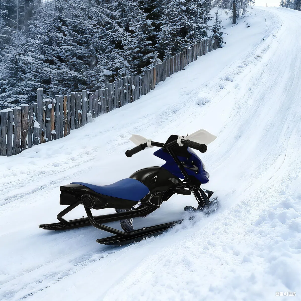 Slitta da neve sterzo per bambini con freno a pedale a 3 sci e sedile regolabile, robusto telaio in acciaio, portata 80 kg, perfetto regalo invernale per avventure sulla neve