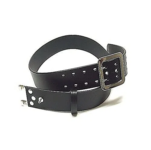 VEGA HOLSTER 1V56 CINTURONE IN PELLE NERO BIANCO DOPPIO ARTIGLIO USO VIGILANZA PS CC GDF GPG (EXTRA LARGE CM 113-127, NERO)