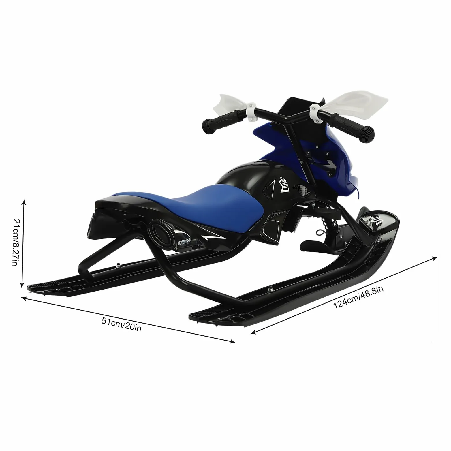 Slitta da neve sterzo per bambini con freno a pedale a 3 sci e sedile regolabile, robusto telaio in acciaio, portata 80 kg, perfetto regalo invernale per avventure sulla neve