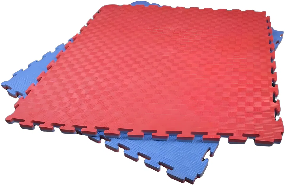 Tatami Palestra 100x100x4 cm Rosso/Blu – Tappeto Puzzle in Gomma EVA Antitrauma, 1 Piastrella Tatami Giapponese Antiscivolo per Judo, Karate, MMA, Arti Marziali