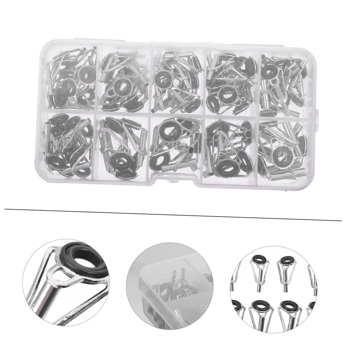 SUPVOX 160 Pezzi Canna da Pesca in Mare Asta Leggermente Anello di Guida Kit di Riparazione Canna da Pesca Guide per Canna da Pesca Asta di Guida di Ricambio Occhiello Kit di Riparazione