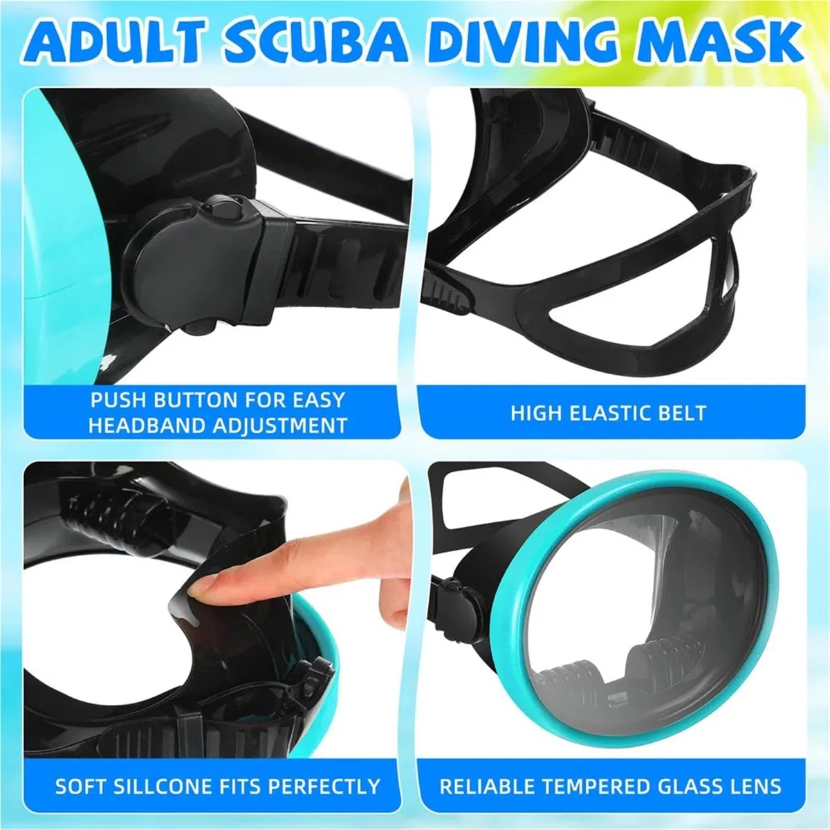 Maschera Snorkeling Mask Maschera subacquea ovale Maschera per la pesca subacquea Classico stile retrò Panoramica ampia vista Occhiali da sub Vetro temperato