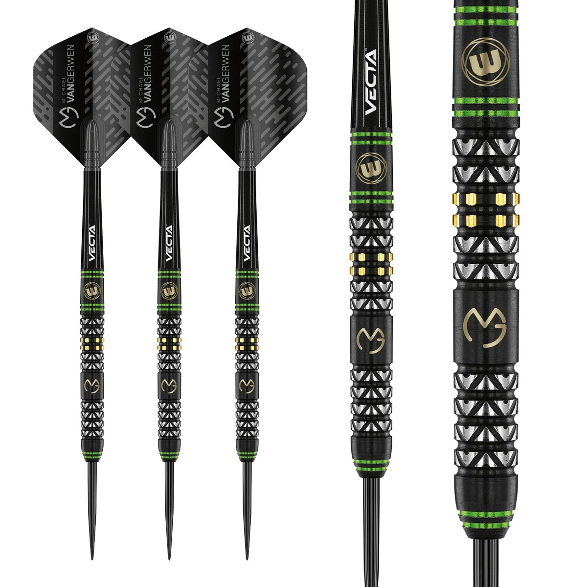WINMAU Michael Van Gerwen MvG Vantage 24 Grammo Freccette in tungsteno con Prism Voli e Vecta Freccette Aste