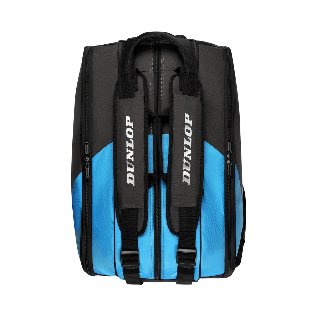 Dunlop FX Performance Padel Bag - Thermal bag a 3 scomparti, 65L - Nero/Gun Metal/Cian - Stile Premium Zaino