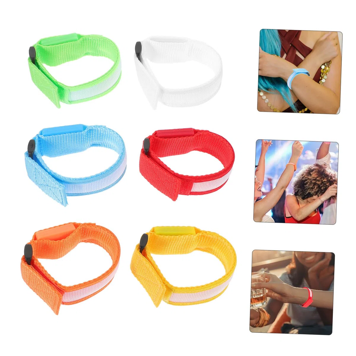 HEMOTON Data [ Set Da 6 Braccialetti Luminosi Led in Nylon, Cinture Da Polso Sportive Leggere Per Corsa Notturna e Attività All'aperto, Accessori Per Feste e Eventi
