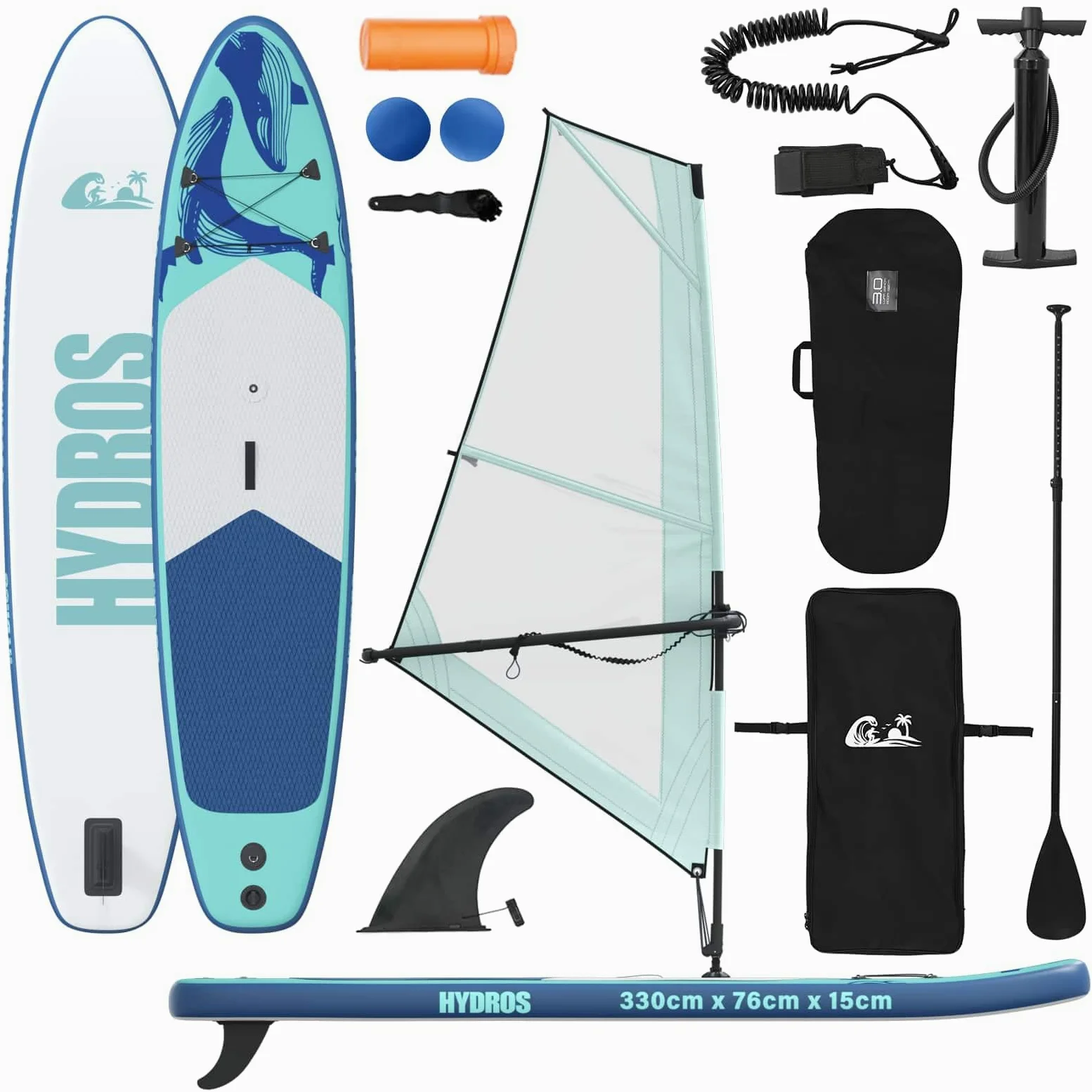vidaXL Tavola da SUP gonfiabile con vela, in PVC, per esterni, oceano