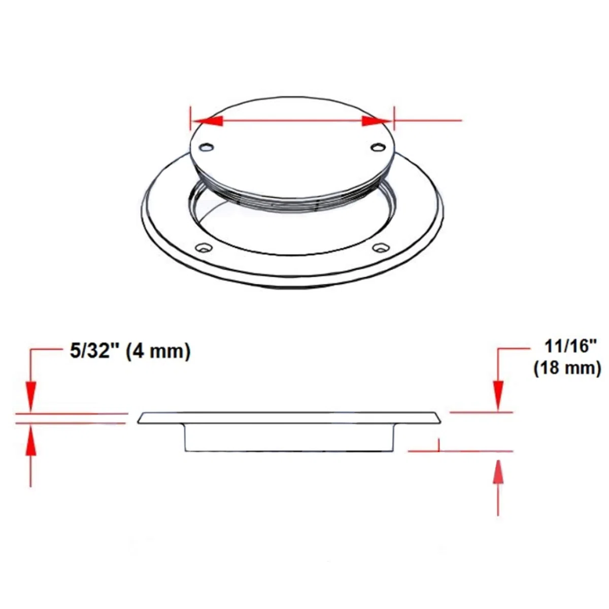Piastra di Coperta KIMISS, Copertura per Boccaporto in Acciaio Inossidabile 4 Pollici Portello di Ispezione in Acciaio Inossidabile con Chiave per Accessorio Hardware per Yacht